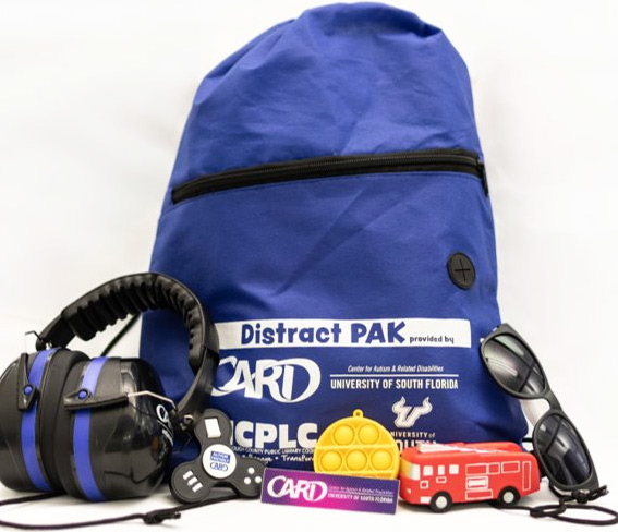 Distrack PAK bag with headphones, sunglasses, fidget toy